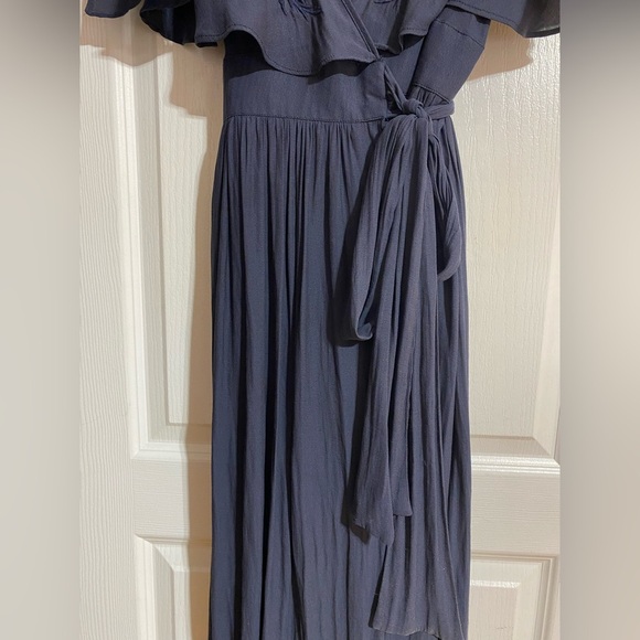 Free People Boho Embroidered Flowy Wrap V-Neck Flutter Sleeve Maxi Dress Size XS - Picture 8 of 14